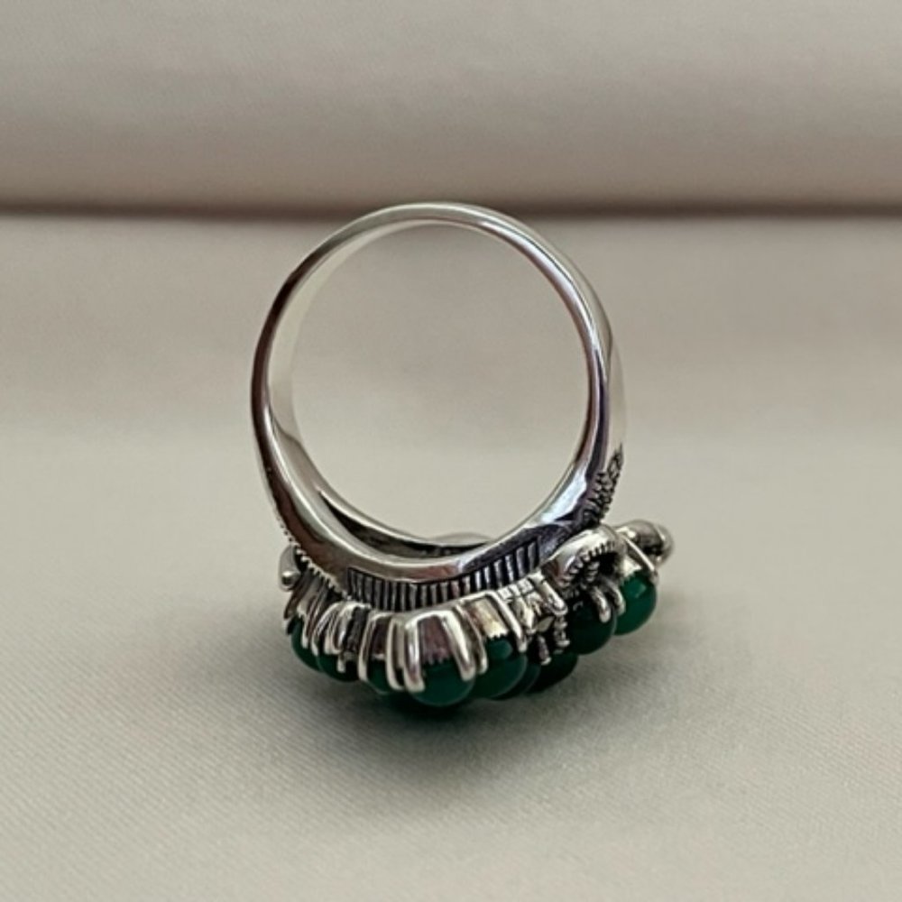 Sterling Silver Green Grape Statement Ring - image 4